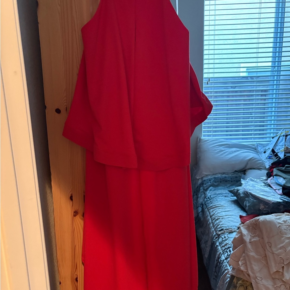 AKIRA Red Asymmetrical Ruffle Layered Dress - Picture 3 of 4
